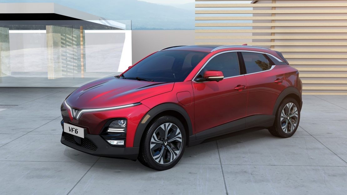 ngoại thất xe VinFast VF6 màu đỏ với thiết kế cá tính