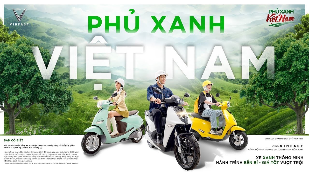 Vinfast Phủ Xanh Việt Nam: Nhận ưu đãi 12 triệu khi mua xe máy điện