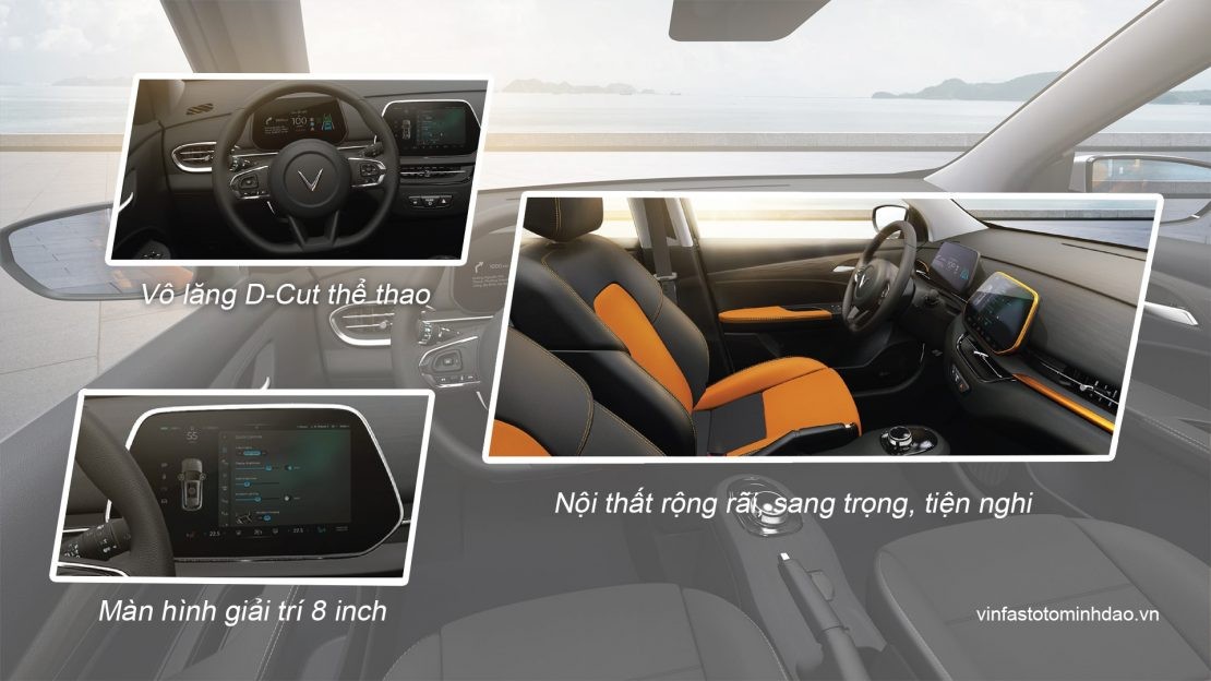 Vô lăng D-cut thể thao và màn hình giải trí trung tâm trên VinFast VF5 Plus